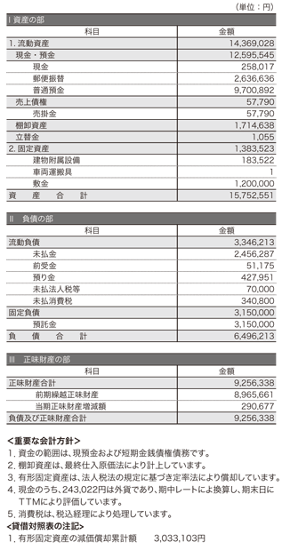 2012年度 貸借対照表