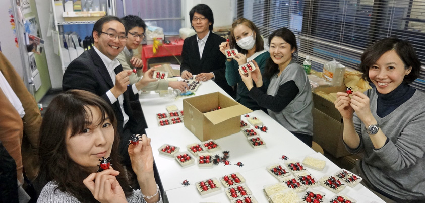 てんとう虫チョコ包装ボランティア