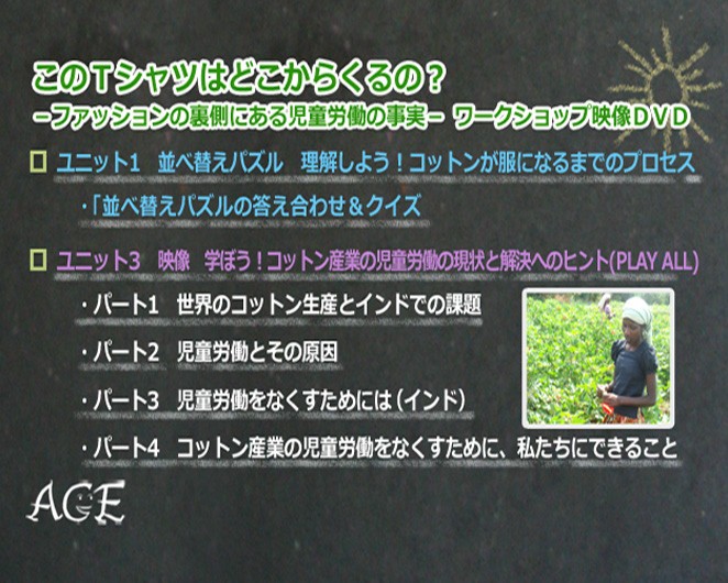 映像DVDのメニュー画面