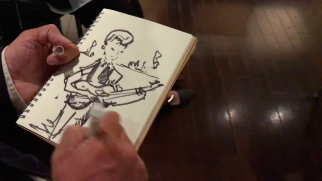 Usatoさんが描いたギタリスト関根さんの似顔絵