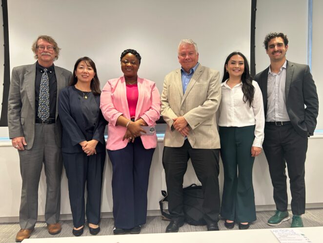 左から、児童労働に反対するグローバルマーチ・ライアン氏、ACE・岩附、ガーナ労働省・アジェマン氏、Child Labor Coalition・マーキー氏、児童労働経験者・アギラール氏、トニーズ・チョコロンリー・マガリャエス氏